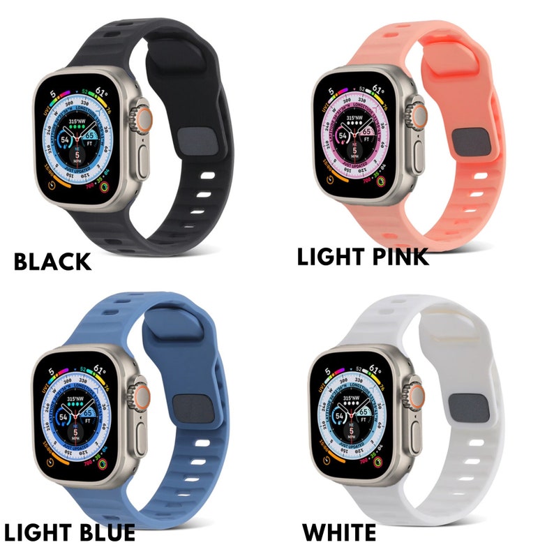 Apple Watch Band Soft Silicone Band Weatherproof Black Strap Women Men 49mm Ultra Band Series 8 Cute Engraved